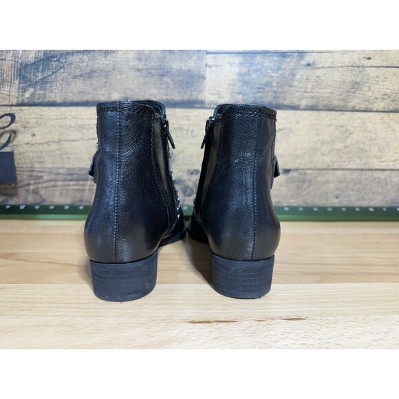 Zodiac Adele Triple Buckle Leather Studded Women’s Black Heeled Booties Sz 9 - Picture 8 of 13